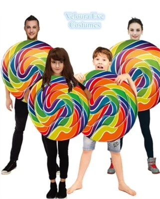 X-F4-1 Niños Adultos Colorido Piruleta Disfraz Caramelo Vestido Elegante Fiesta Disfraz Foto 1 de 4