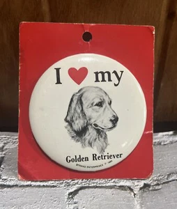 Vintage Pin Pinback Button Irish I Love My Golden Retriever Hund 1980 - Bild 1 von 6