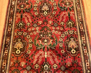 3.8 x 11 Hand Knotted Antique Saruk Design Hallway Runner. Natural Dye Soft Wool - Picture 1 of 13