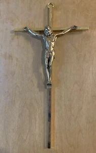 Croce Cristo Crocifisso da parete Gesù ottone vintage decorazione cattolica 10" - Foto 1 di 1