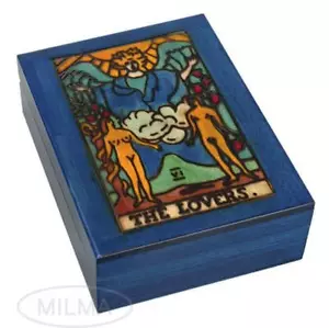 TAROT Box Handmade Wooden Keepsake THE LOVERS Tarot Card Holder Box - Picture 1 of 5