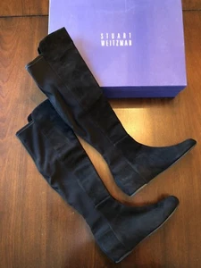 NEW Stuart Weitzman Suede Stretch Lander Over The Knee Boots Black 9 - Picture 1 of 12