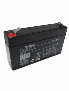 ULTRAMAX Acido Piombo Sigillato Ricaricabile NP1.3-6, 6V 1,3Ah - AGM - VRLA Batteria - Foto 1 di 3