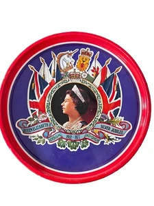Queen Elizabeth II Silver Jubilee 1977 Metal 10” Round Tray England UK Vintage - Picture 1 of 6