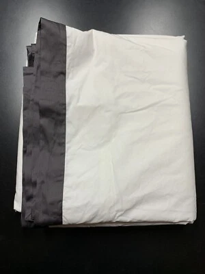 Edredón doble de algodón con borde audaz italiano Restoration Hardware blanco gris piedra gris Foto 1 de 4