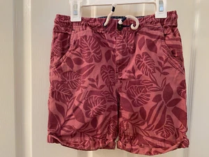 Mini Boden Roll-Up Shorts Washed Red Palm Leaves Boys Size 10 Years - Picture 1 of 3