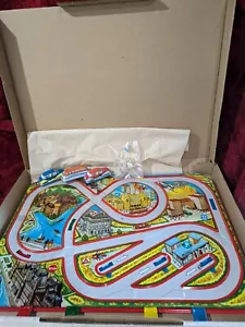 Litho Vintage Mavaut Tin Toy Cars And Track Tin Toy Wind Up 1960s Budapest Made - Picture 1 of 13