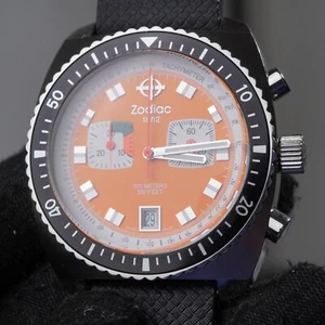 Zodiac seadragon Swiss retro chronograph dive watch ZO2209 100M 39mm Orange - Picture 1 of 20