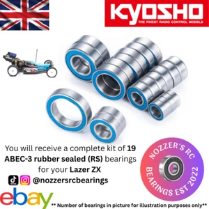 Kyosho Laser ZX Nozzer's RC Bearings Complete 19 RS Bearing Kit UK Stock ABEC3 - Picture 1 of 16