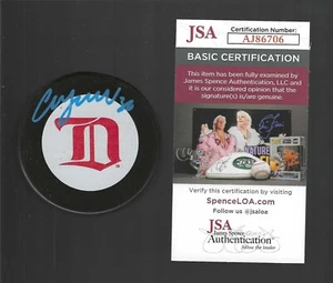 Chris Osgood Signed Detroit Red Wings Vintage D Logo Puck JSA COA Signed In Blue - Picture 1 of 1