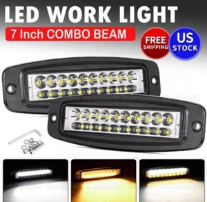 2x 7"Inch Flush Mount LED Pods Work Light Bar Spot Flood Driving Offroad SUV - Bild 1 von 13