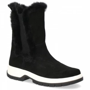Caprice Fur Trim Suede Ankle Boots - Black - UK 5/EU 38 - BNIB - Picture 1 of 5