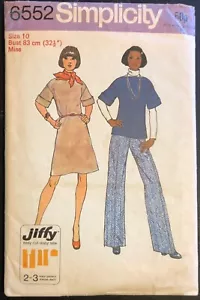 Vintage sewing pattern Simplicity 6552 70s dress tunic pants uncut FF sz 10 32.5 - Picture 1 of 2