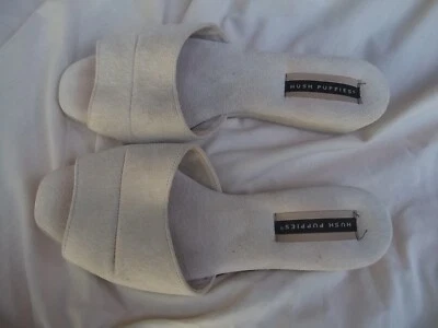 Vintage Estate Women's Hush Puppy Slippers Suede, 8-1/2 Beige, Made in USA - Image 1 of 2