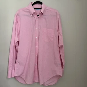 J.McLaughlin Button Up Shirt Mens XL Pink White Gingham Oxford 100% Cotton - Picture 1 of 10