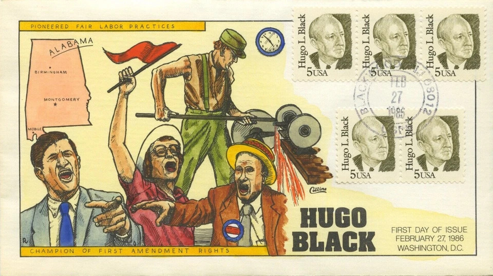 #2172 Hugo L. Black  FDC  COLLINS hand-painted cachet. Perfect!!! - Image 1 of 1