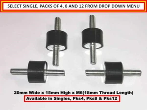 Anti Vibration Gummi Spulenhalterungen 20mm T x 15mm lang M6 Auto Boot Kart RA8 - Bild 1 von 1