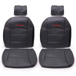 Front Black Leather Sport Seat Headrest Cover Fits Toyota Hilux Vigo 2005 - 2014