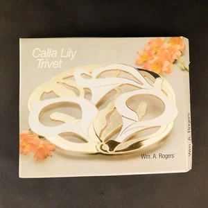 Vintage Calla Lily Trivet Enamel Bronze Plated Wall Hanging Japan - Picture 1 of 12