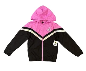 NWT Body Glove Jacket Girls Size 12 Pink Black Hooded Windbreaker Full Zip Lined - Picture 1 of 14