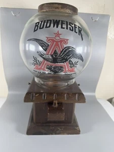 Vintage 1980er Budweiser Glaskugel Spender auf Holzsockel 13" hoch - Bild 1 von 12