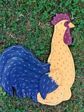 Antique Primitive ROOSTER CHICKEN Wall Plaque Wood Comb & Morning Crow FOLK ART