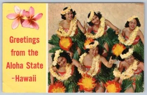 1963 SALUTI DALLO STATO ALOHA HAWAII HULA RAGAZZE LEIS*CANCELLA TUBERCOLOSI - Foto 1 di 2