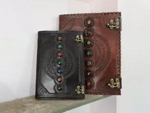Leather Journal Antique 7 Stone Premium Diary 2 Notebook Unlined Sketchbook - Picture 1 of 6
