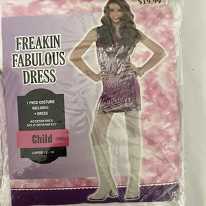 Freakin Fabulous Tank Dress Child Girl's Costume, Purple Sequin, Large 12-14 - Picture 1 of 4