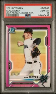MAX MEYER 2021 BOWMAN CHROME PROSPECTS Fuchsia #BCP-66 MARLINS PSA 10 - Bild 1 von 2