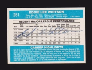 1982 DONRUSS #251 Ed Whitson SAN FRANCISCO GIANTS SIGNED AUTOGRAPH AUTO COA - Picture 1 of 2