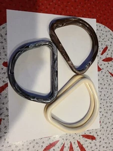 Vintage 3 Sets kleine Kunststoff Handtasche Griffe Handwerk Makramee Stoff Häkeln ~ Wirbel - Bild 1 von 5