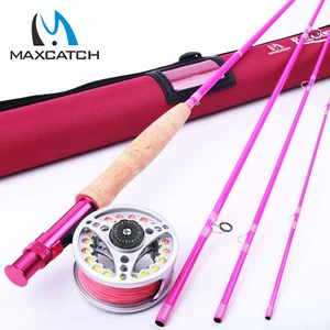 Maxcatch Hot Pink Fly Rod and Reel Combo Kit 5WT 9FT YOUTH FLY FISHING Fly Line - Picture 1 of 9