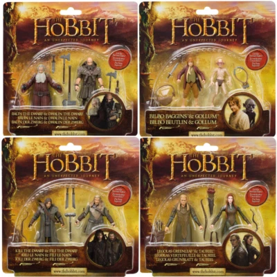 THE BRIDGE DIRECT THE HOBBIT UNEXPECTED JOURNEY 3.75" ACTION FIGURES CHOOSE DOUBLEPACK MINT CARDED