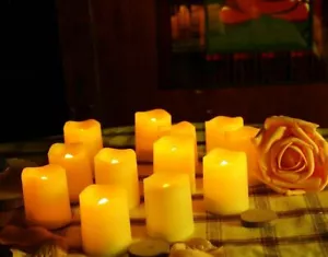 Flicker LED Tea Lights with Timer Pillar Candles Flameless Halloween Xmas Decor - Picture 1 of 25