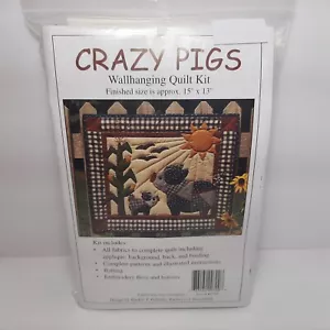 Crazy Pigs Wall Hanging Quilt Kit 13 x 15" Includes Batting/Backing/Binding - Picture 1 of 4
