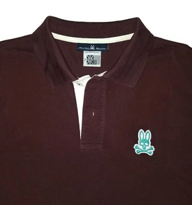PSYCHO BUNNY Poloshirt dunkellila Piqué Pima Baumwolle großes Logo NEU Herren 7 (Lg) - Bild 1 von 8