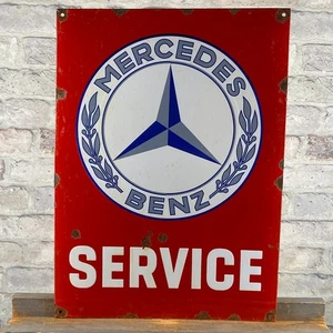 MERCEDES BENZ Emailschild 20,1x14,6" (51x37cm) Porzellan Vintage Service Schild - Bild 1 von 15