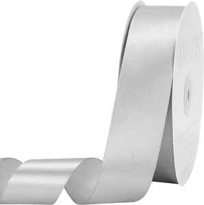 Silver Satin Ribbon 1-1/2 inch 100 Yards - Picture 1 of 7