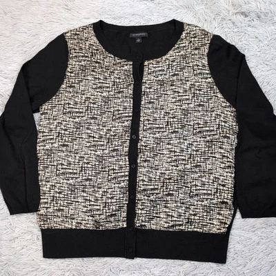 Camisa Banana Republic feminina GG preta mistura de seda botão para cima conforto preppy  - Imagem 1 de 4