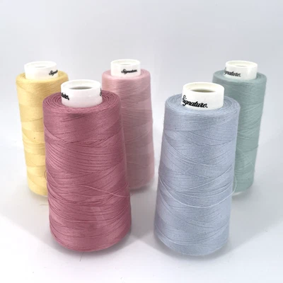 Signature QT Cone Thread 40 wt Pastel Cotton Wrapped Poly 5 Partial Cones USA - Image 1 of 4