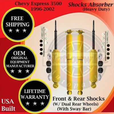 Amortiguadores delanteros y traseros Monroe OEM con barra estabilizadora para Chevy Express 3500 HD 1996-2002 Foto 1 de 4