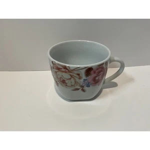 Elegante Rose Floral Teetasse Porzellan zarte rosa Blüten weiß - Bild 1 von 7