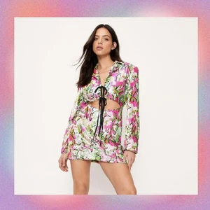 nastygal Premium Multicolor Sequin Cut Out Blazer Dress size 6 rrp £89 - Picture 1 of 6
