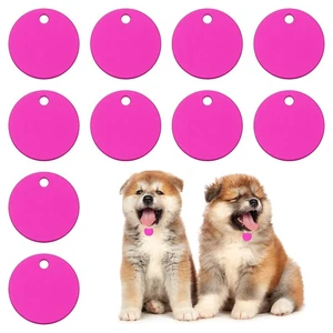 10 pezzi etichette per cani animali domestici 30 mm rotonde in alluminio incisione etichette vuote, rosso rosa - Foto 1 di 6