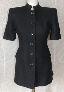 VINTAGE MARILYN ANSELM HOBBS SCHWARZ LEINEN KURZARM JACKE UK 10 - Bild 1 von 8