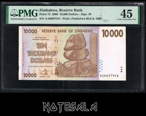 Simbabwe 10000 10.000 Dollar 2008 Pick-72 XF- PMG 45 S/N AA0697816 - Bild 1 von 2