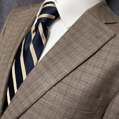 Joseph Feiss Gold Sport Coat 38R Brown Plaid Silk Wool Blazer Jacket Casual 37R - Image 1 of 4