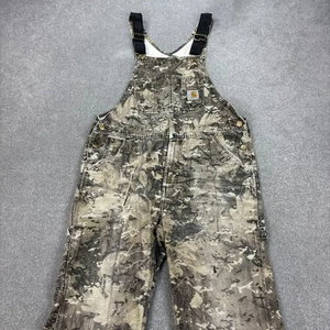 Carhartt Dungarees Adult 36x28 Brown RealTree Camo Bib Overalls Double Knee Men* - Picture 1 of 14