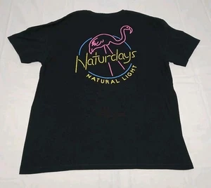 Natural Light Naturdays Neon Flamingo Beer Promo Black T Shirt Mens Size XL - Picture 1 of 4